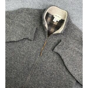 Vintage Eddie Bauer Sweater Men's XL Tall Wool Blend Full Zip Sherpa Lined USA